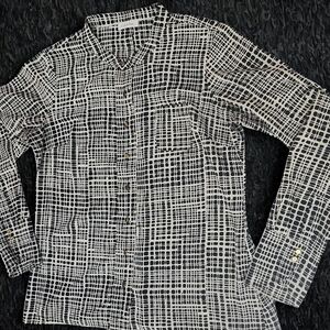 Calvin Klein Black and White Grid Blouse